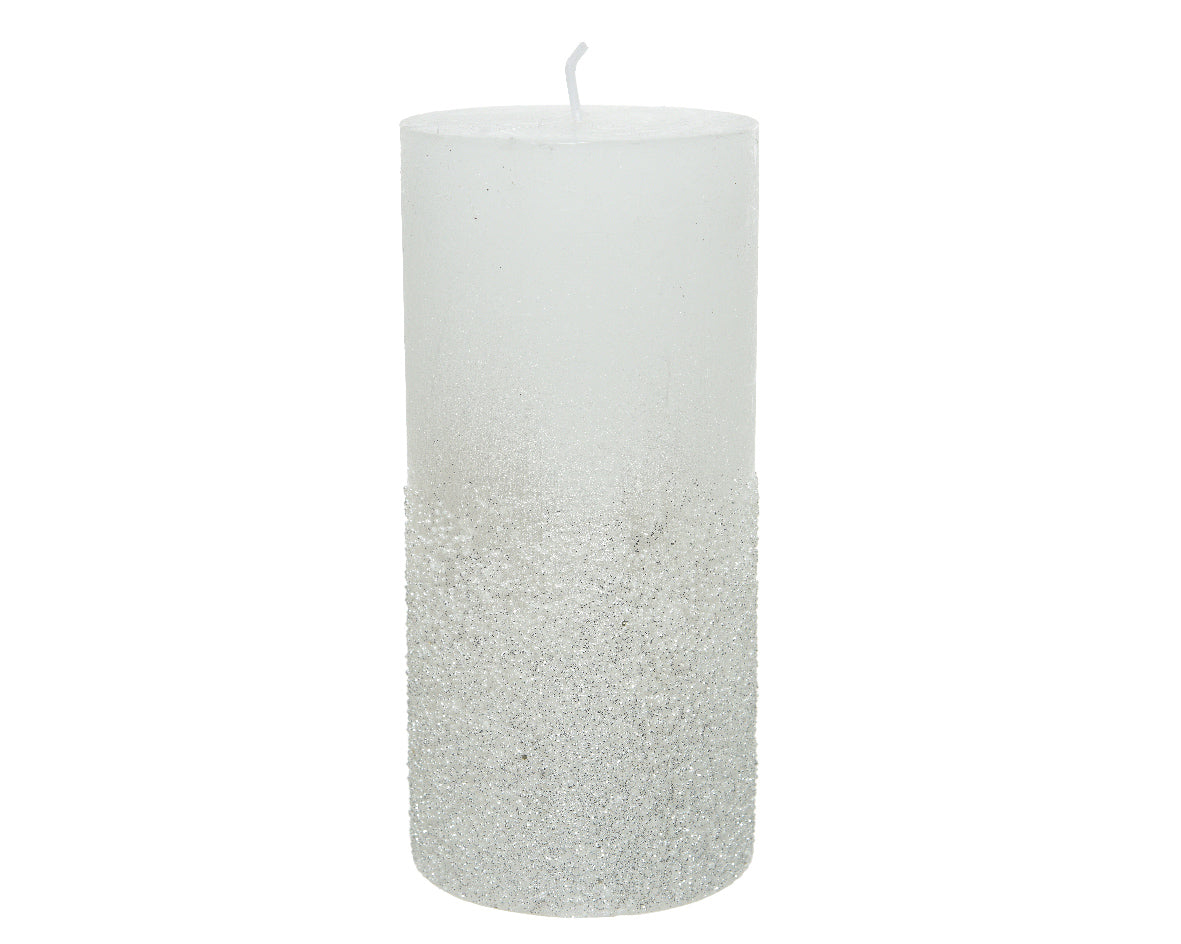 Metallic Self Extinguishing Candle Wax Pillars Dipped in Glitter- 14cm