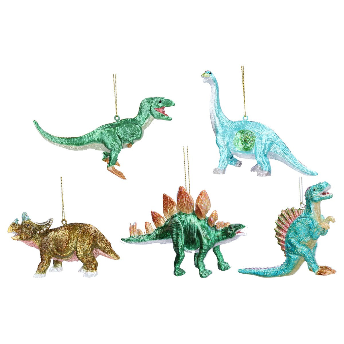 Gisela Graham- Metallic Resin Dinosaur Tree Decoration - Single