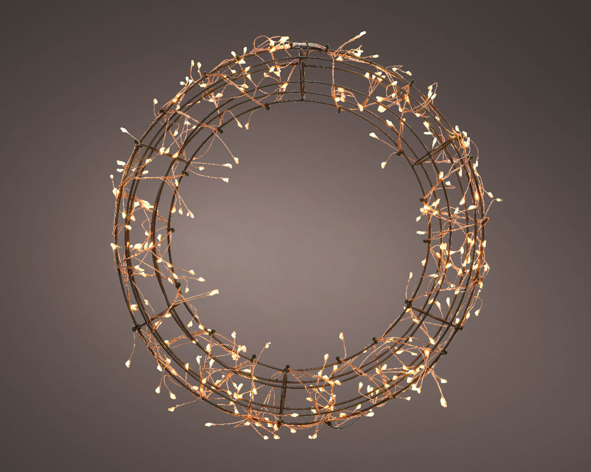 Warm White Micro LED Metal Heart Shaped Frame Wreath