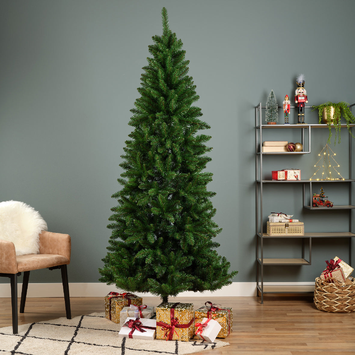 Everlands Lodge Pine Slim Artificial Christmas Tree