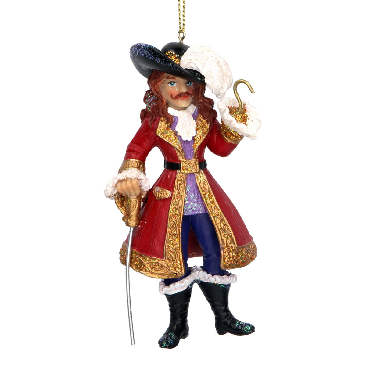 Gisela Graham - Resin Peter Pan Themed Captain Hook Christmas Tree Bauble
