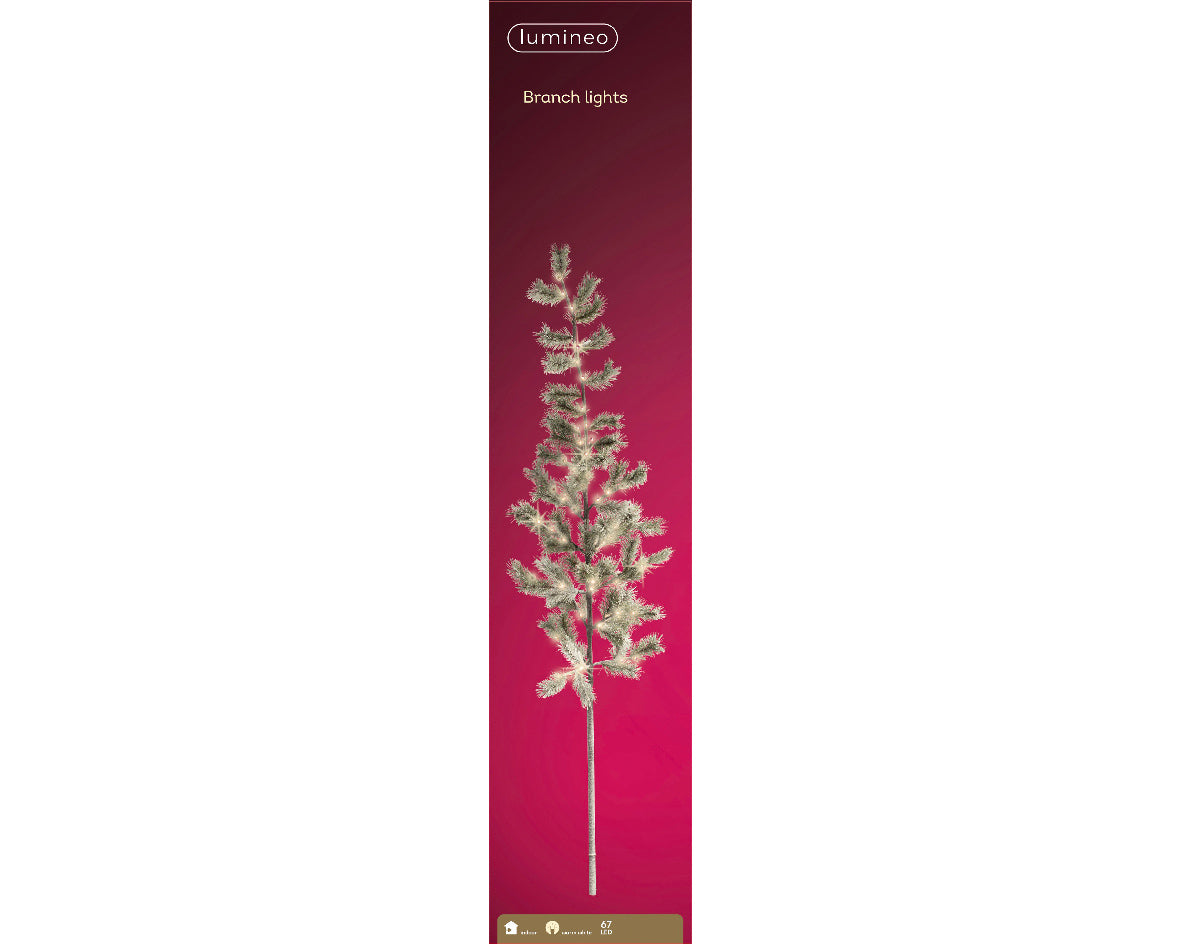 Warm White Light-Up Flocked Pine Branch - 180cm