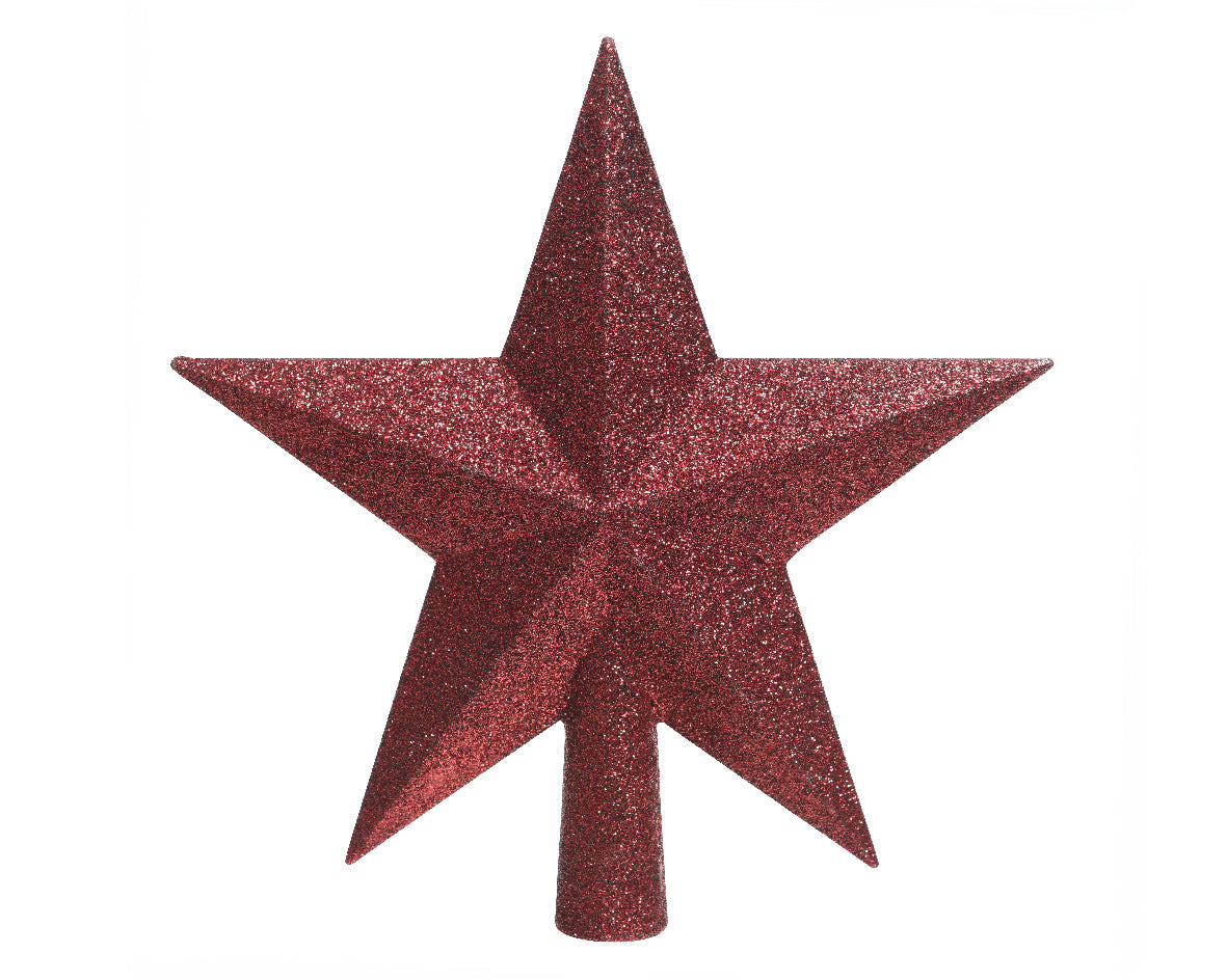 Oxblood Shatterproof Glitter Star Tree Topper