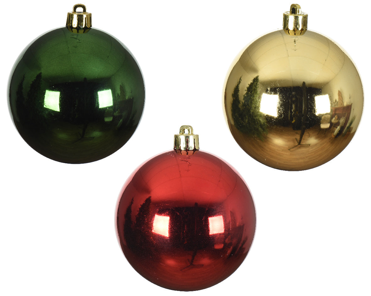 Traditional Christmas Mixed Colours Shatterproof Shiny Baubles - Tube ...