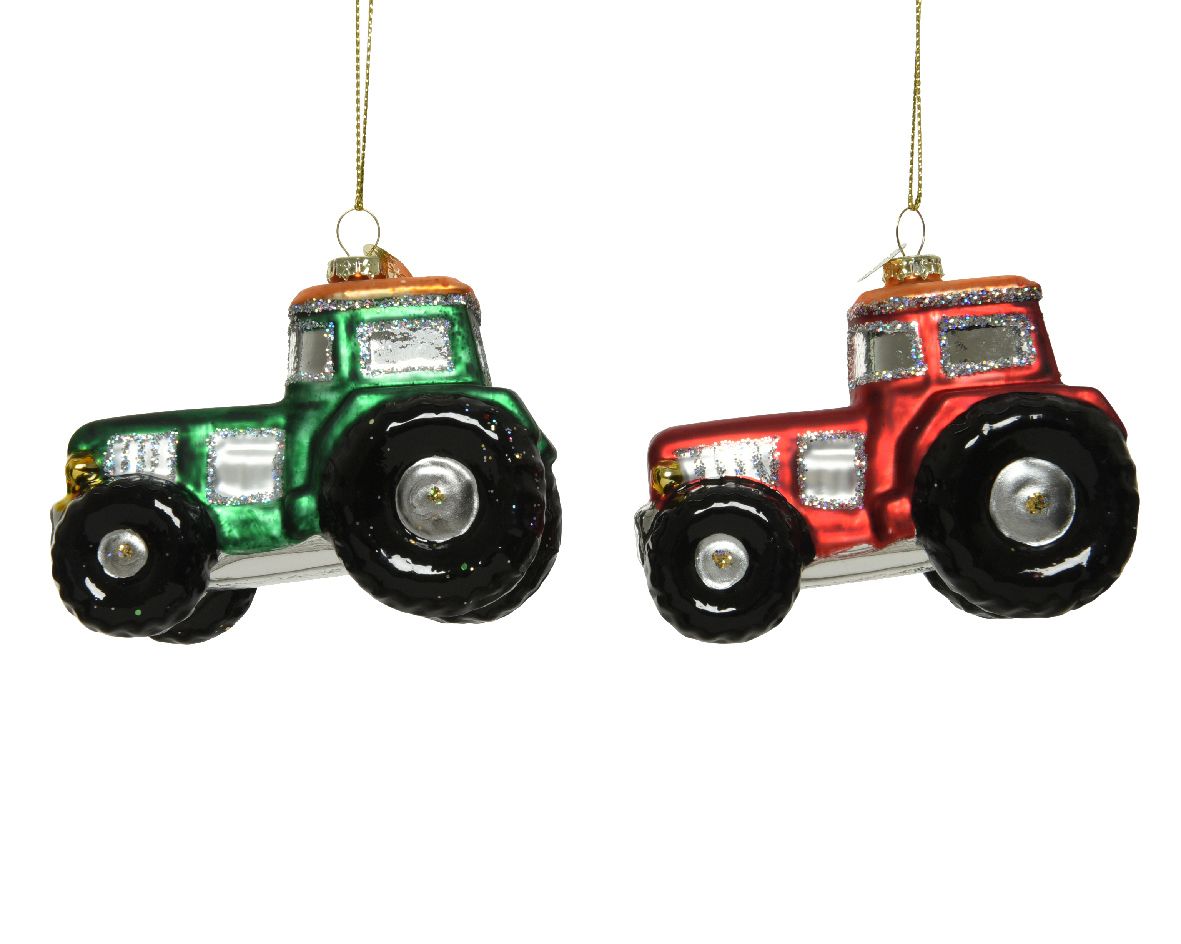 Glass Tractor Tree Decorations