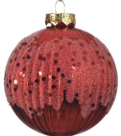 Shiny & Matt Glass Bauble - 8cm
