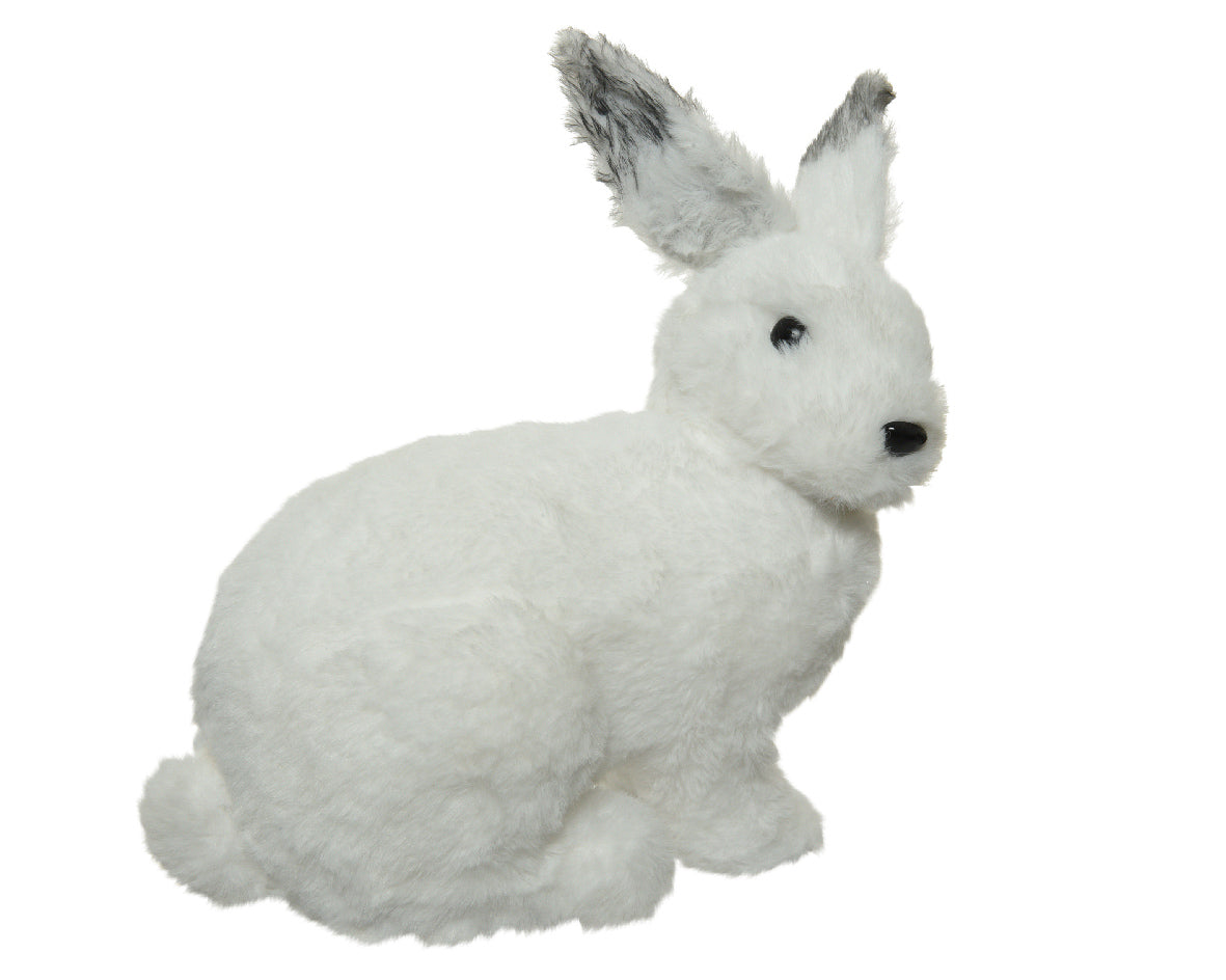 Winter White Polyester Fluffy Hare