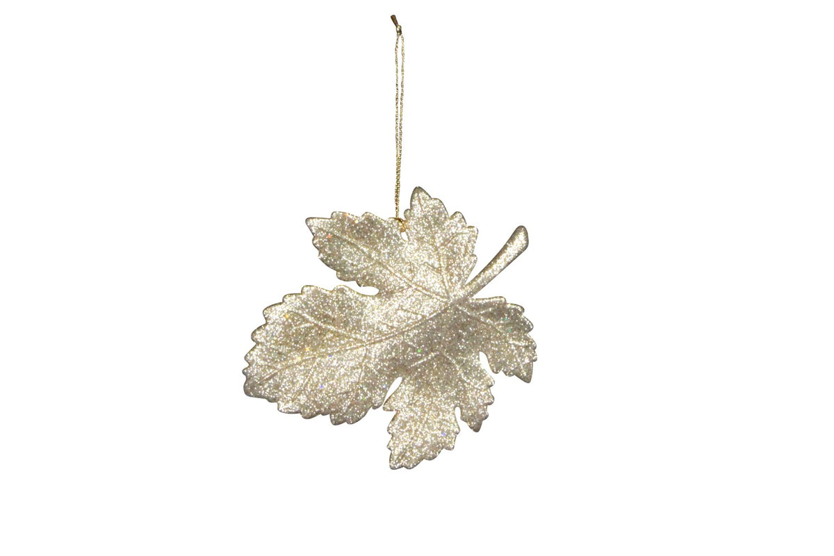 Gisela Graham- Gold Glitter Resin Leaf Tree Decoration