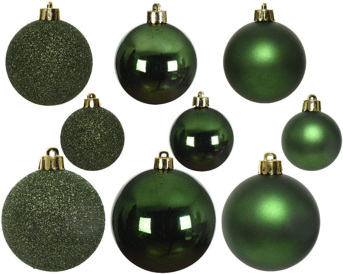 Pine Green Shatterproof Assorted Sized Christmas Baubles - Tube of 30 ...
