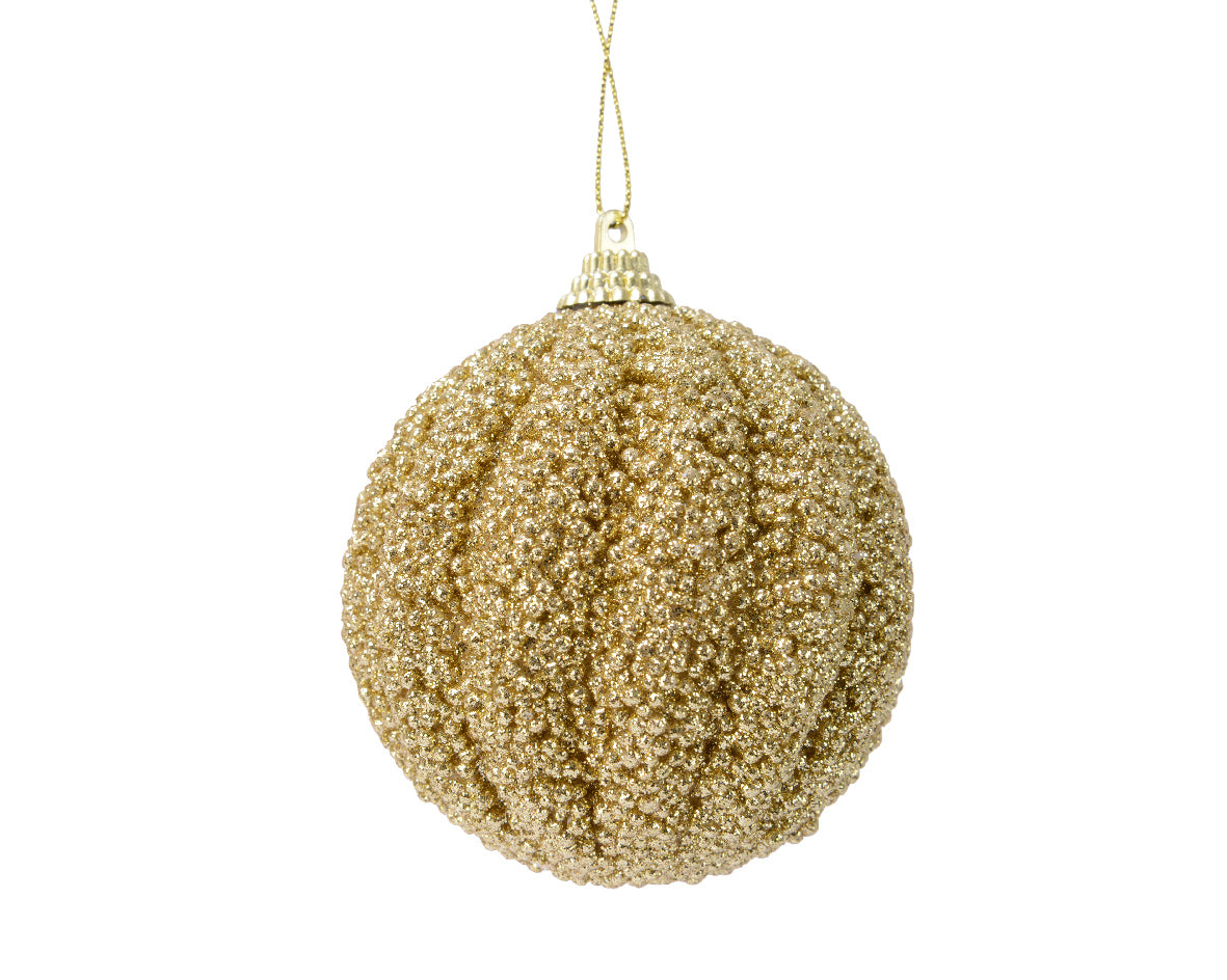 Light Gold Foam Glitter Bauble - 8cm