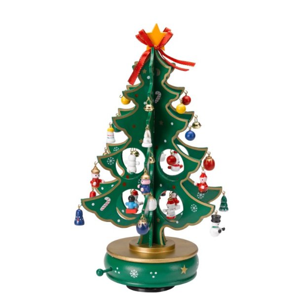 Musical Wooden Traditional Christmas DécoTree Spinning Ornament