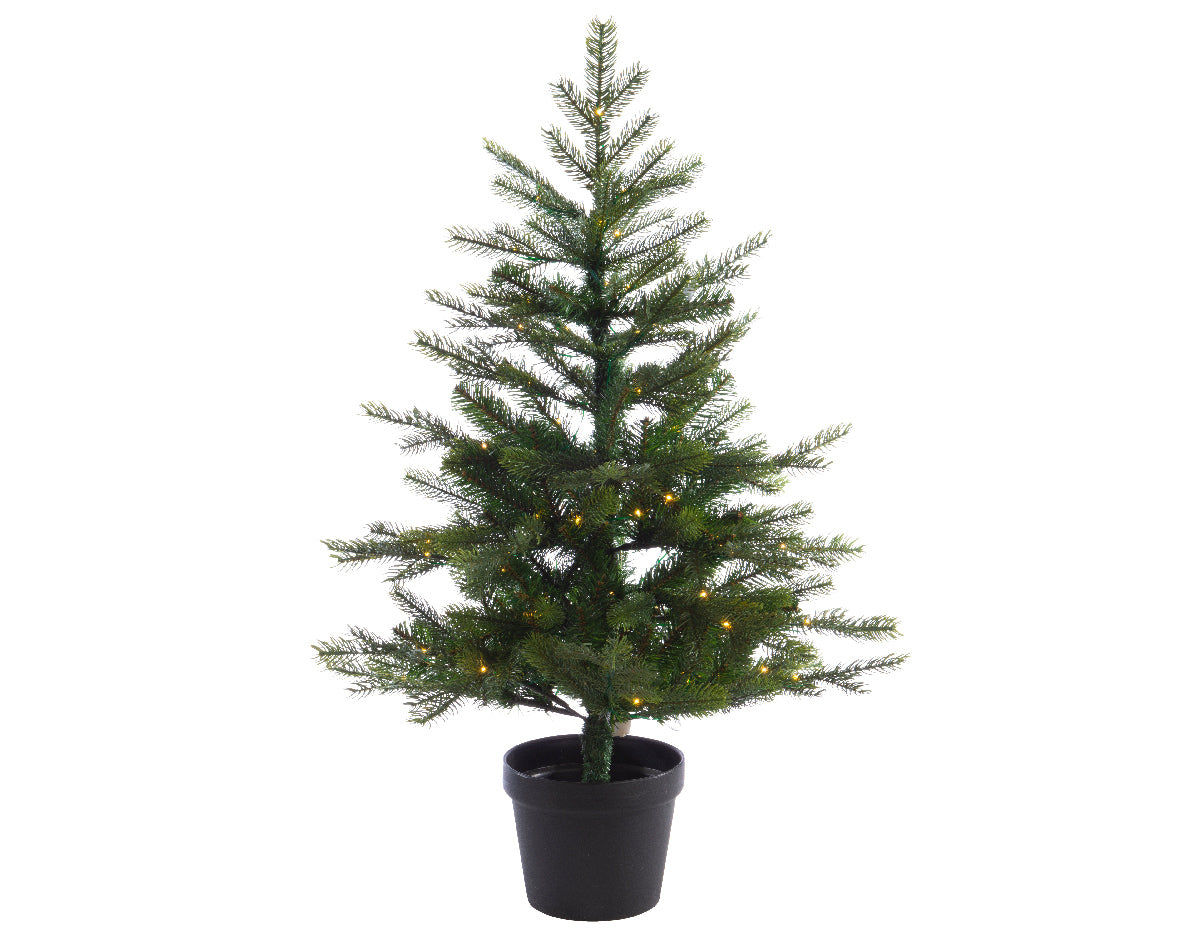 Everlands Potted Grandis Pre-Lit Artificial Christmas Tree - Battery Operated