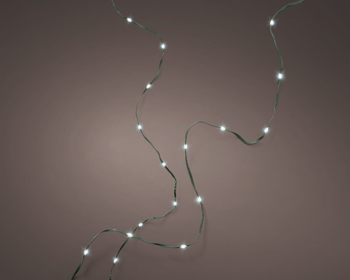 Cool White Micro LED Flex String Lights with Green Cable