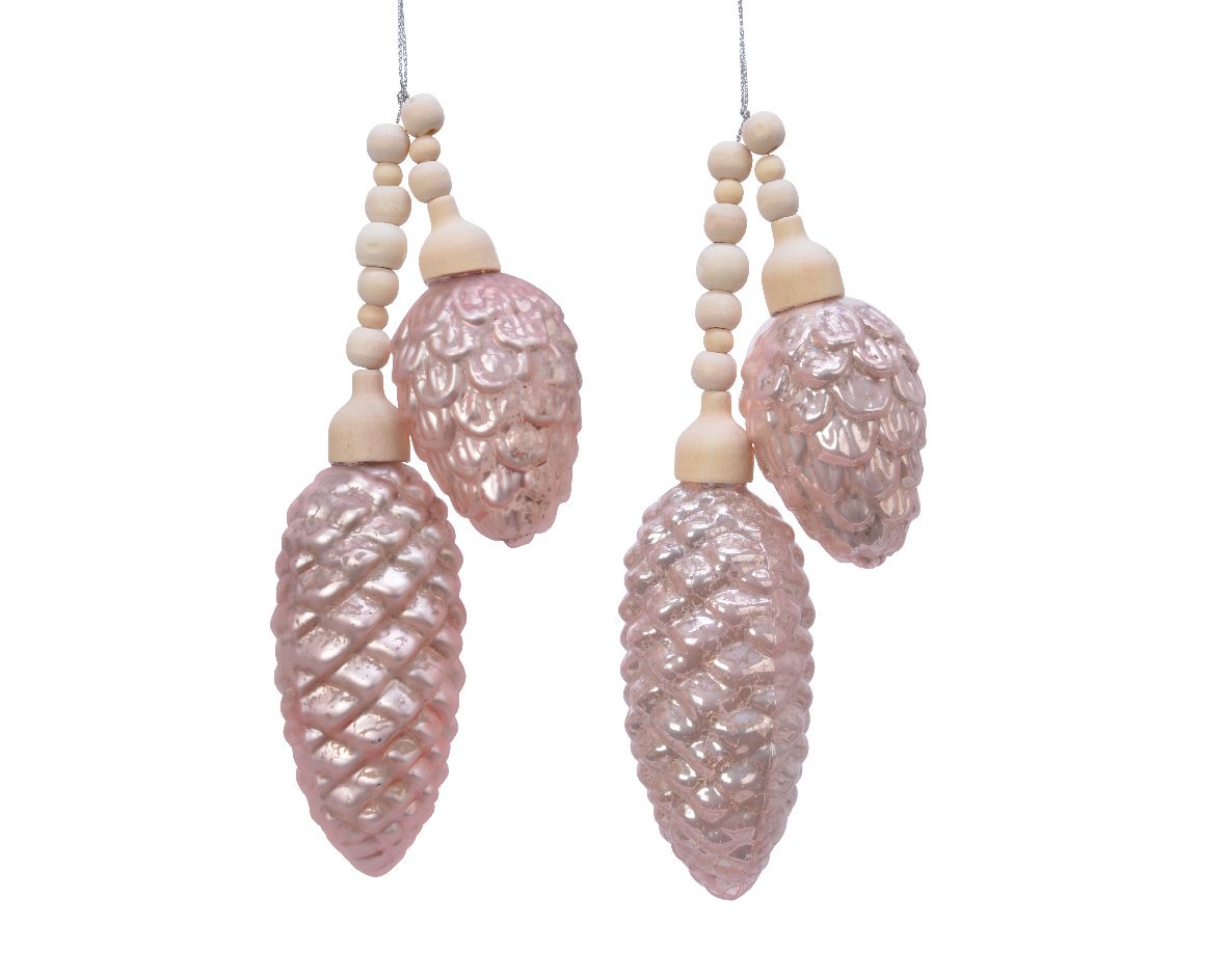 Hanging Glass Pinecone Bundle - Set of 3