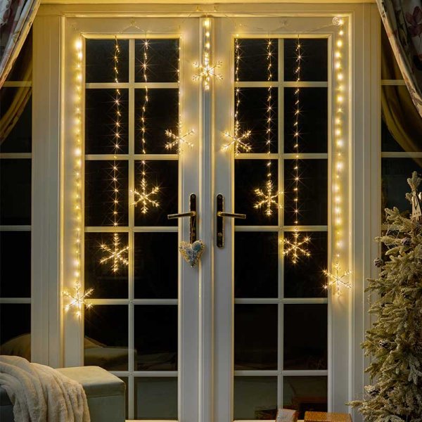 Three Kings Snowflake Curtain String Lights - 320 LEDs