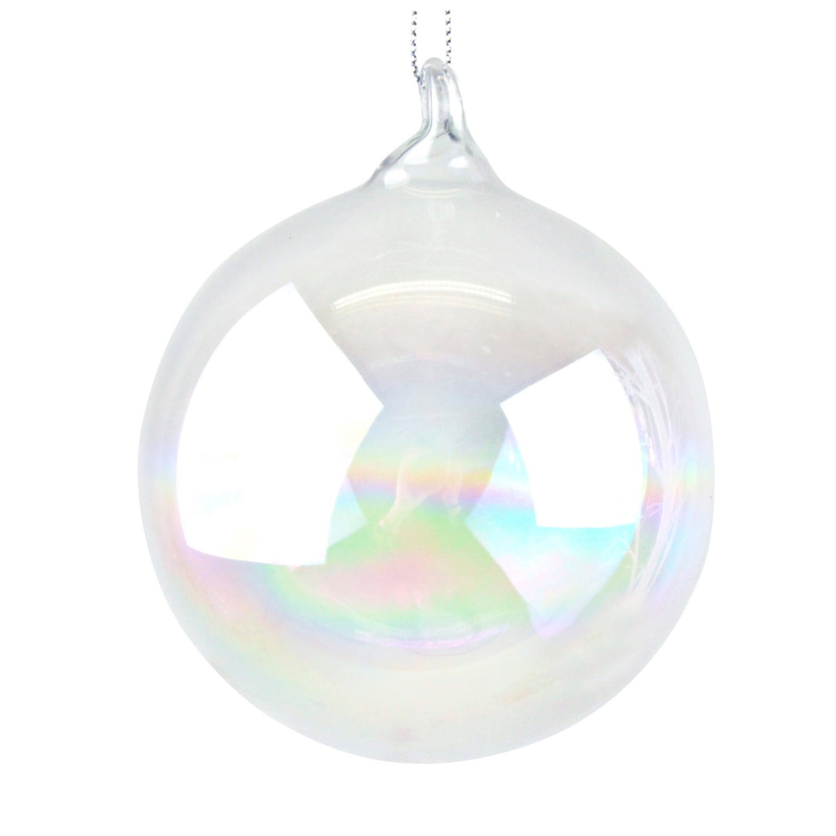 Gisela Graham - Clear Glass Iridescent Soap Bubble Christmas Tree Bauble Decoration - 8cm