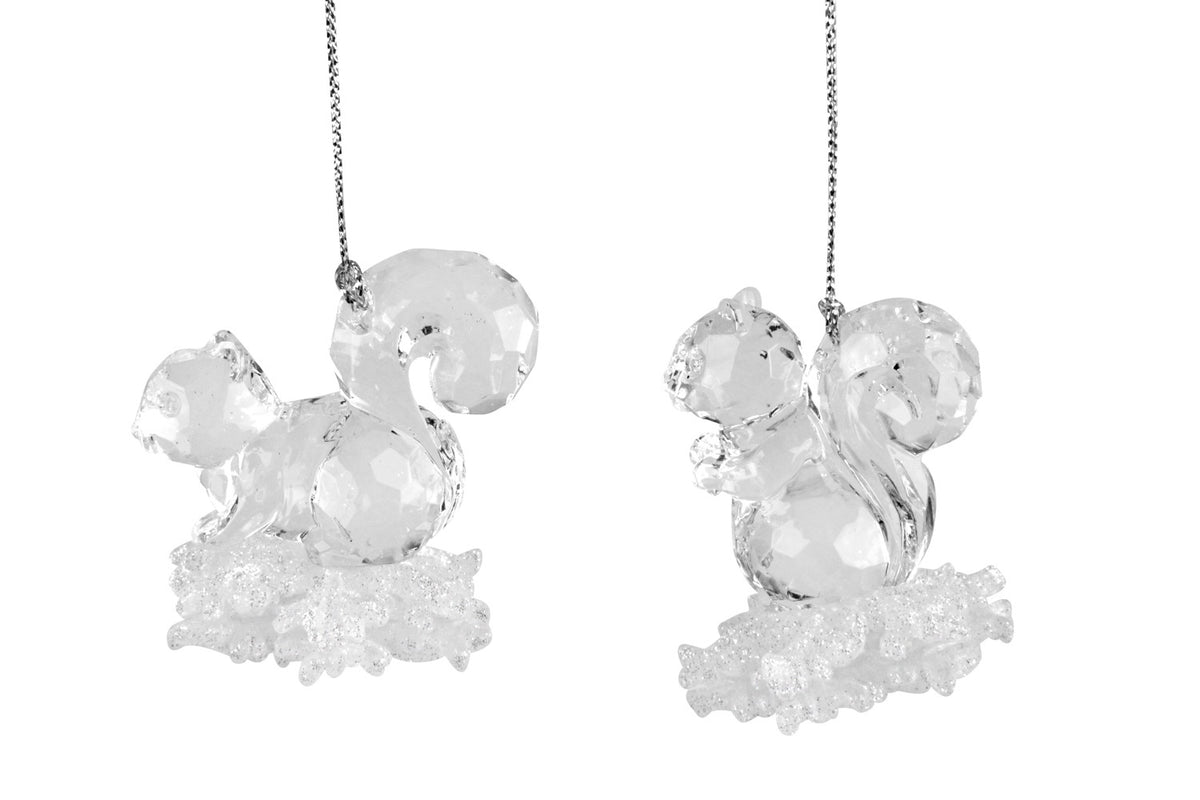 Gisela Graham - Clear Crystal Squirrel on Snowflake Christmas Tree Bauble