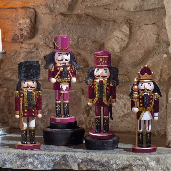 Three Kings Burgundy & Gold Brigadier Nutcracker - 20cm