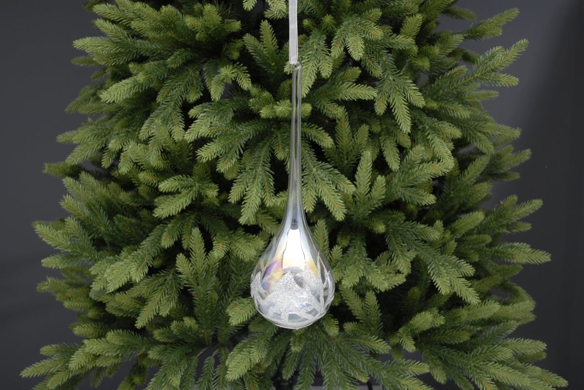 Glass Iridescent Teardrop Bauble - 24cm