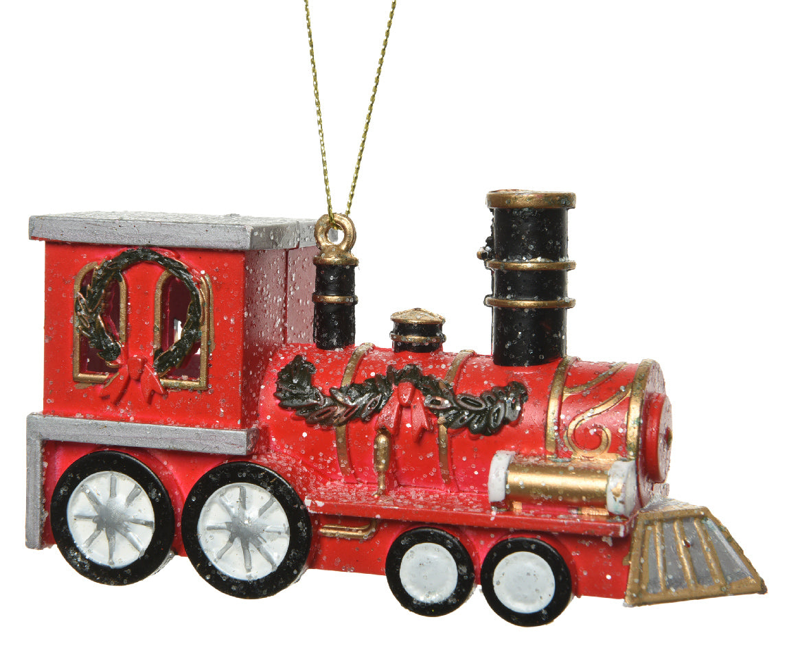 Red Christmas Train Hanging Decoration - 12cm