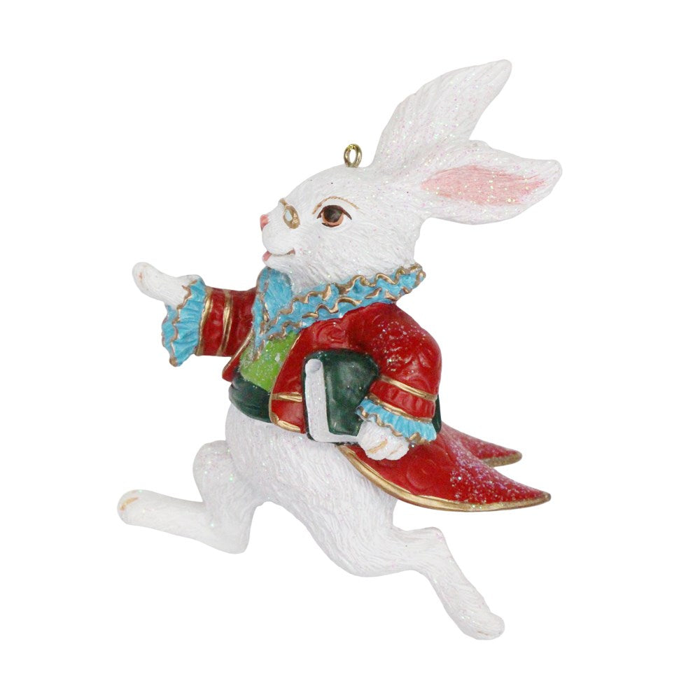 Gisela Graham - Alice in Wonderland Themed White Rabbit Resin Christmas Tree Decoration