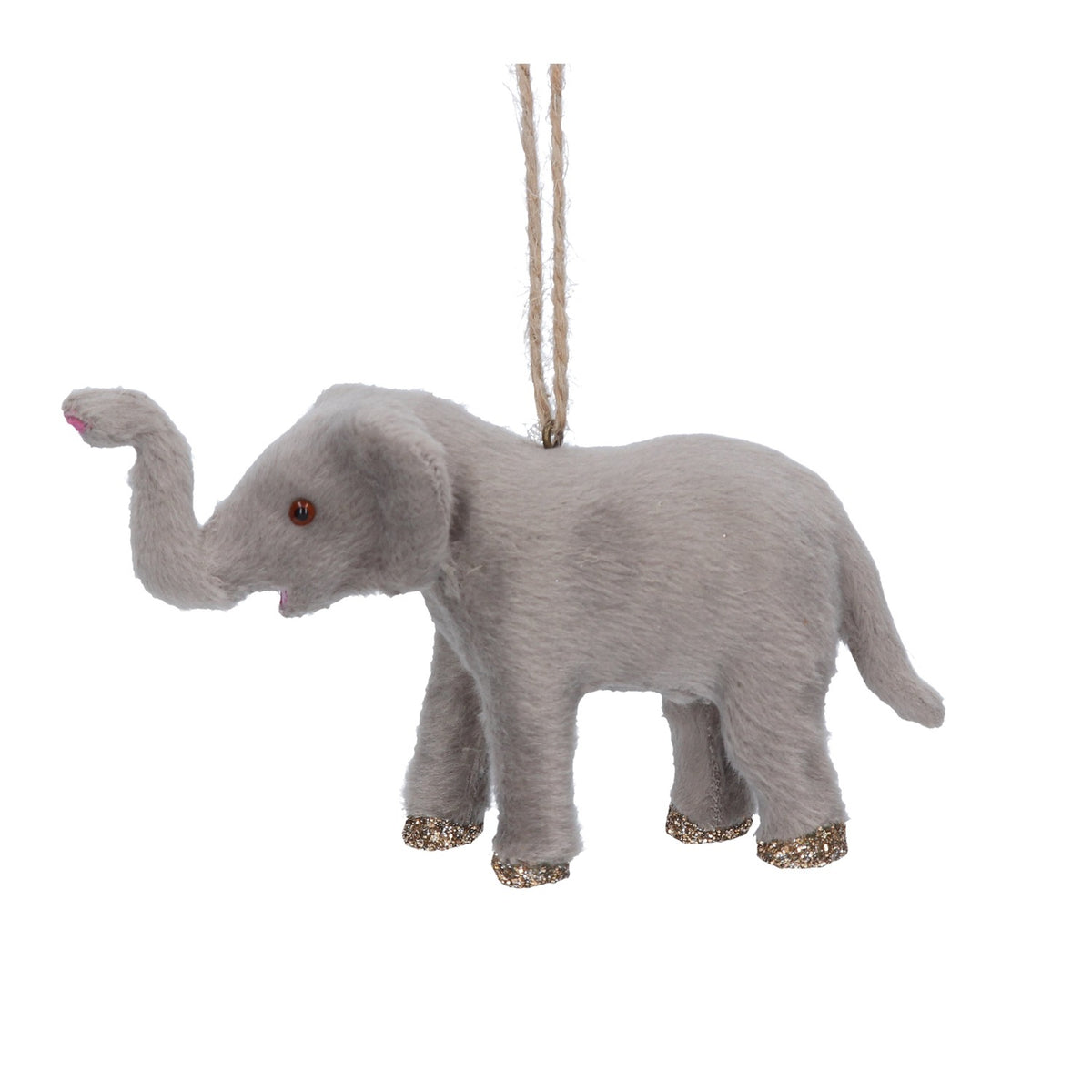 Gisela Graham - Faux Fur Elephant Christmas Tree Decoration / Bauble