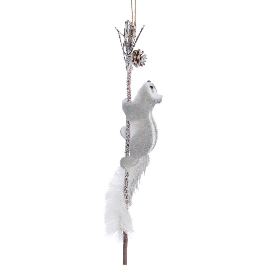 Foam Squirrel on Stick with Pinecone & Glitter Finish
