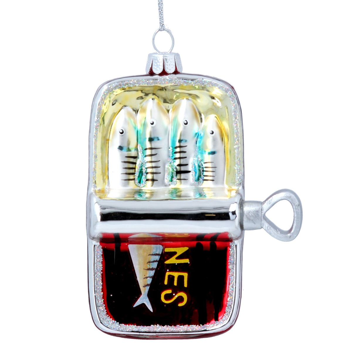 Gisela Graham - Painted Glass Tin of Sardines Christmas Tree Bauble
