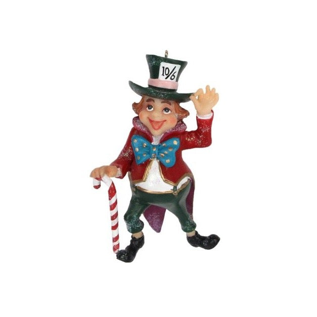 Gisela Graham - Alice in Wonderland Themed Mad Hatter Resin Christmas Tree Decoration / Bauble