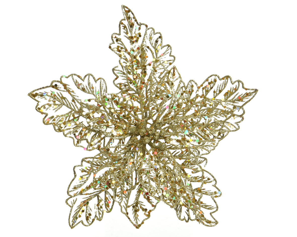 Clip On Glitter Poinsettia Flower