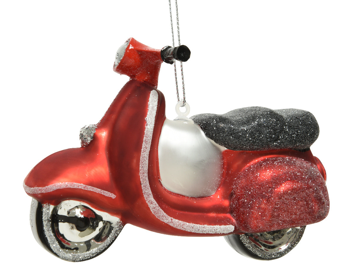 Red Glass Motor Scooter Hanging Decoration