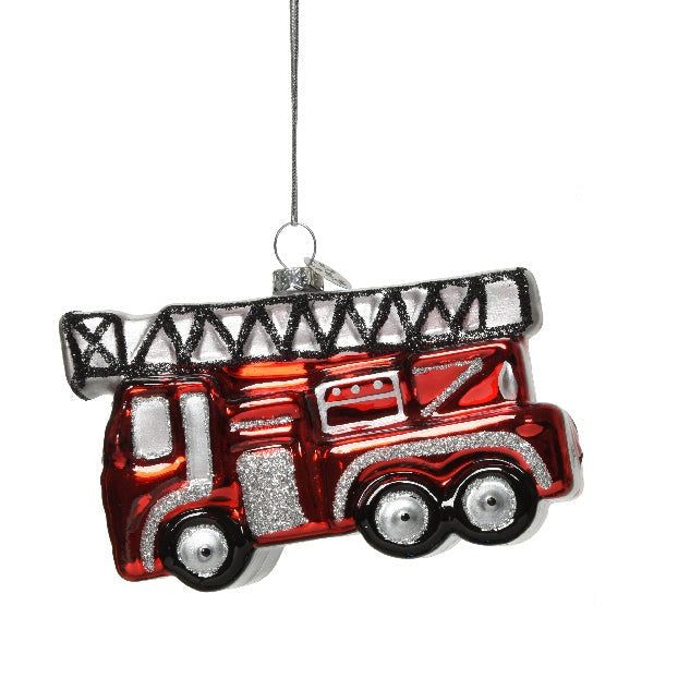 Glass Emergency Service Vehicle Christmas Bauble