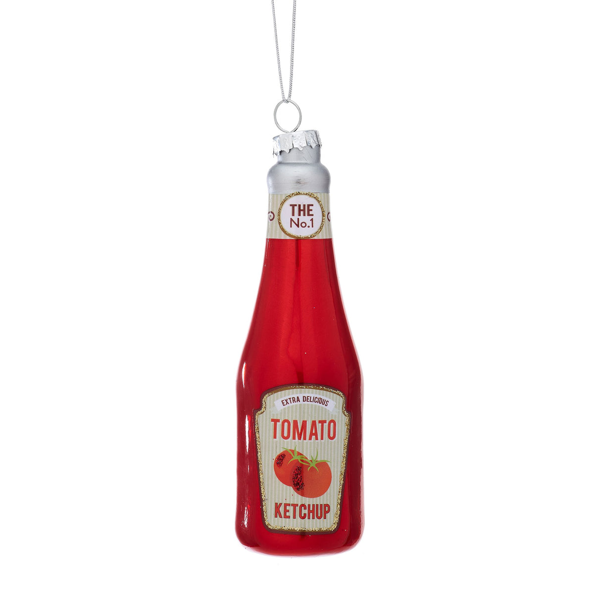 Fun Food Ketchup Bottle Shaped Christmas Tree Decoration / Bauble - 14.3cm
