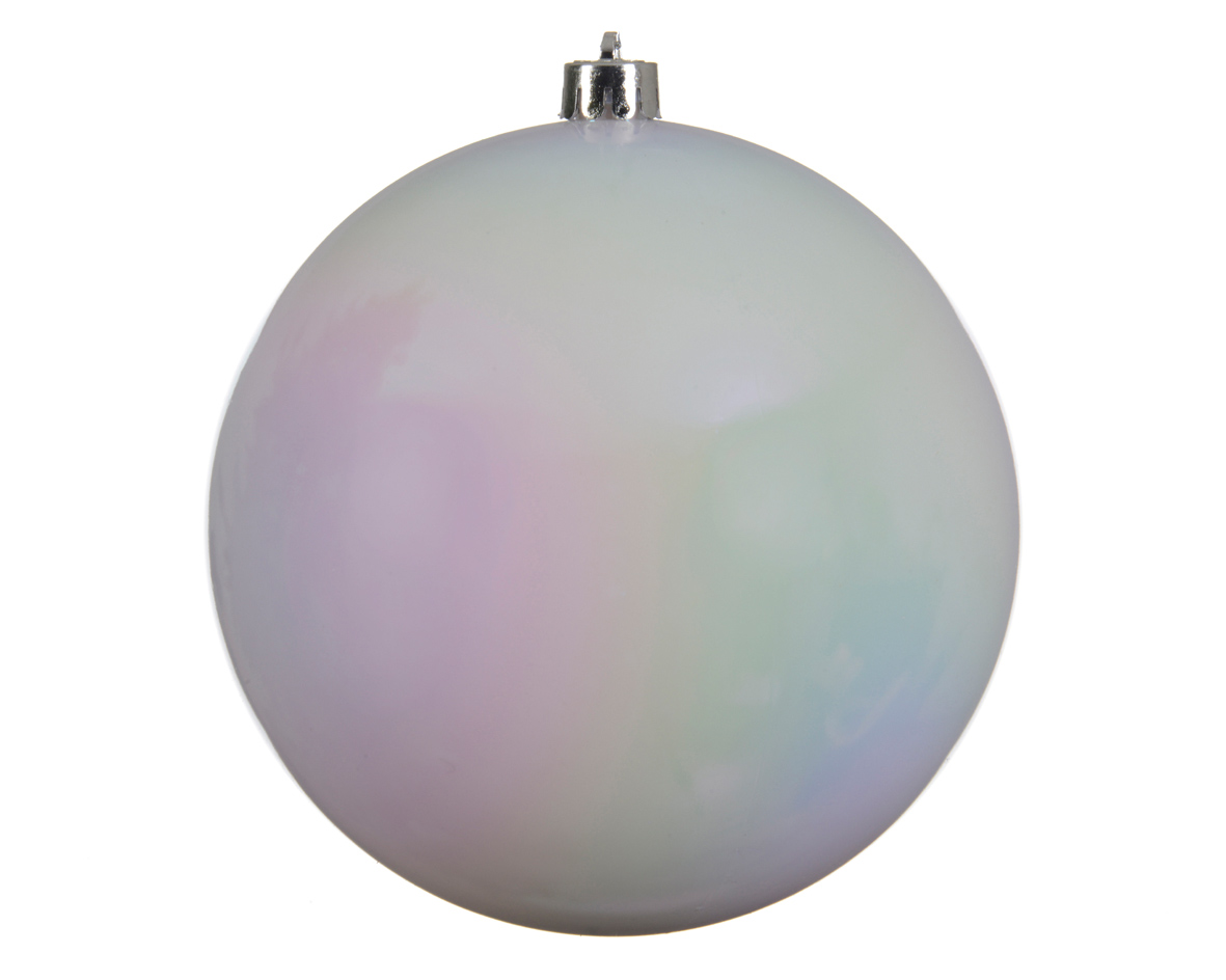 White Iridescent Large Shatterproof Shiny Bauble - 14cm