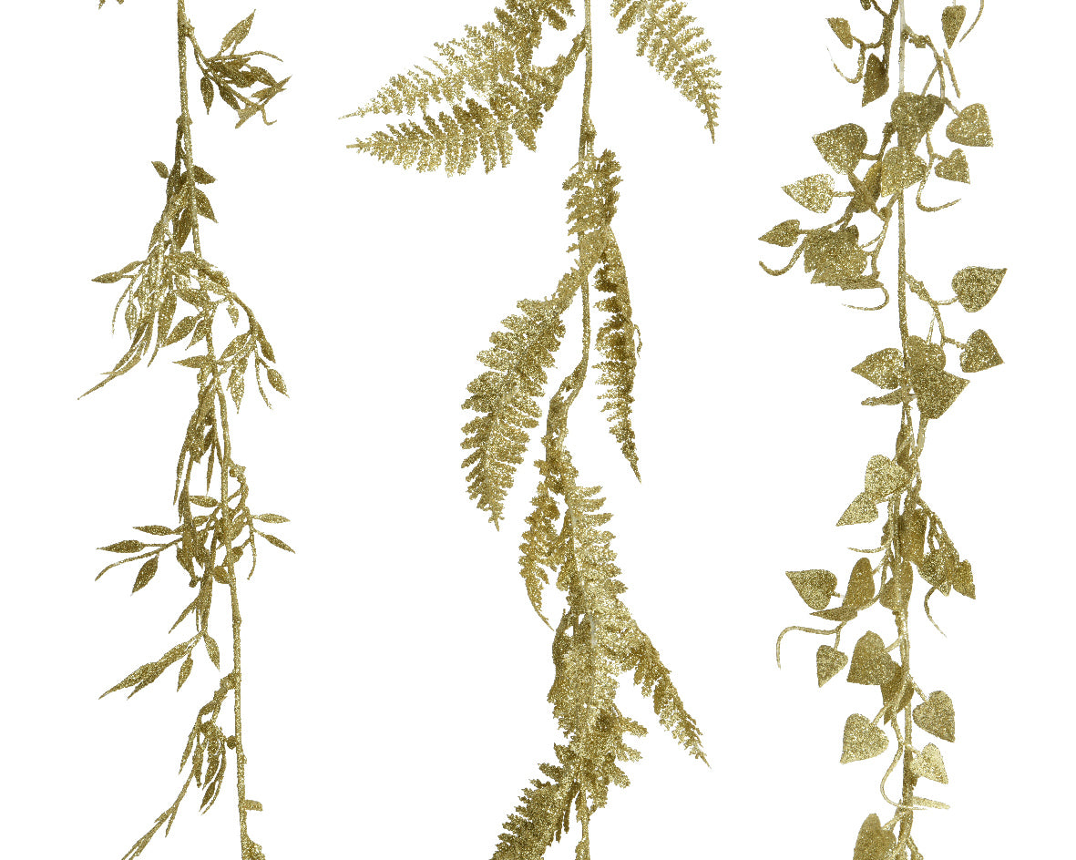 Gold Glittery Artificial Foliage Garland - 180cm