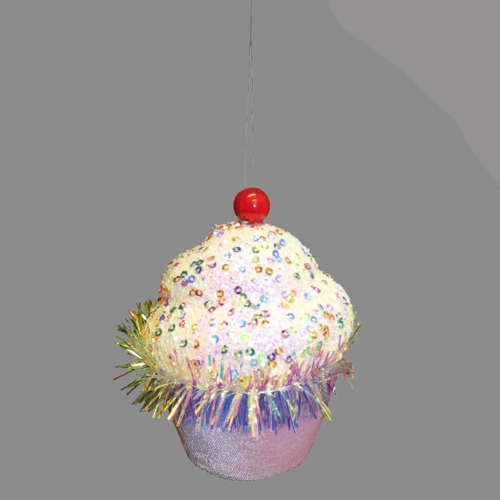 Candy Glitter Sprinkle Cupcake Bauble - 11cm