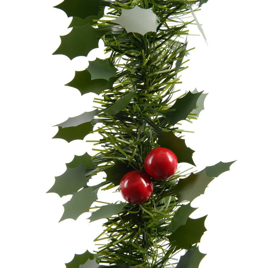 Tinsel Garland with Leaves & Berries - 270cm