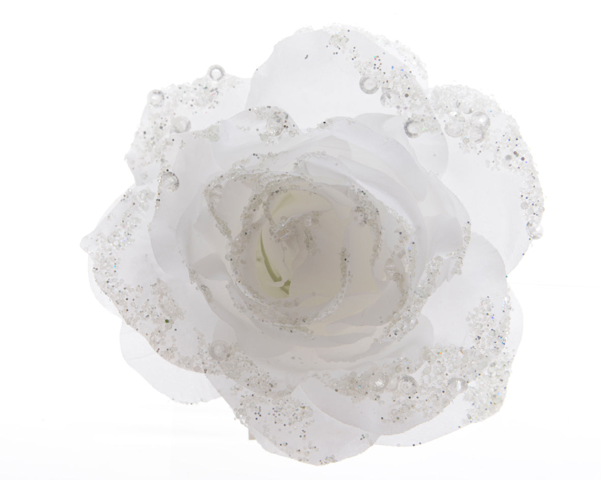 Frosted Rose Glitter Clip