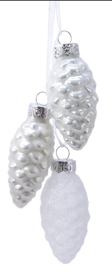 Hanging Glass Pinecone Bundle - Set of 3