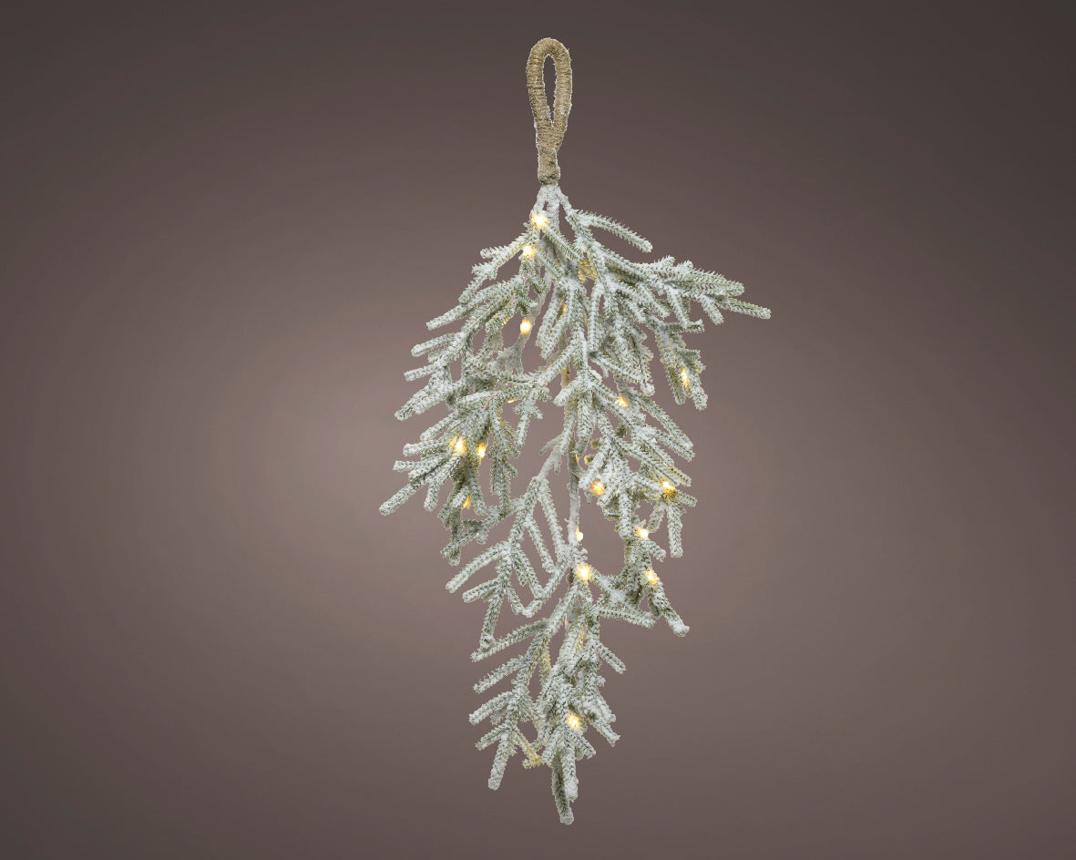 Micro LED Lights Up Snowy Fir Hanging Branch - 50cm 30 LEDs
