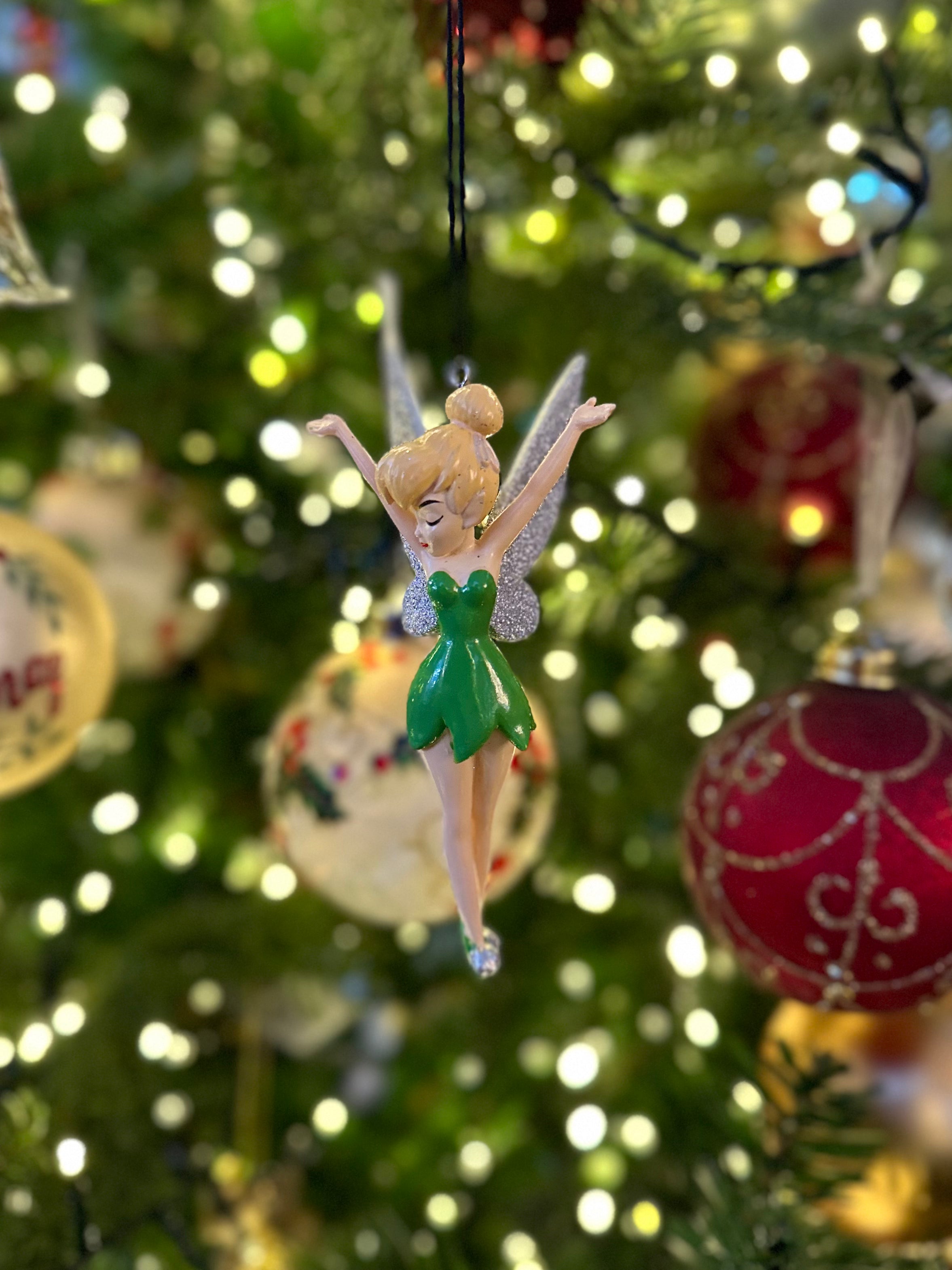 Disney Tinkerbell with Glitter Wings Character Christmas Bauble