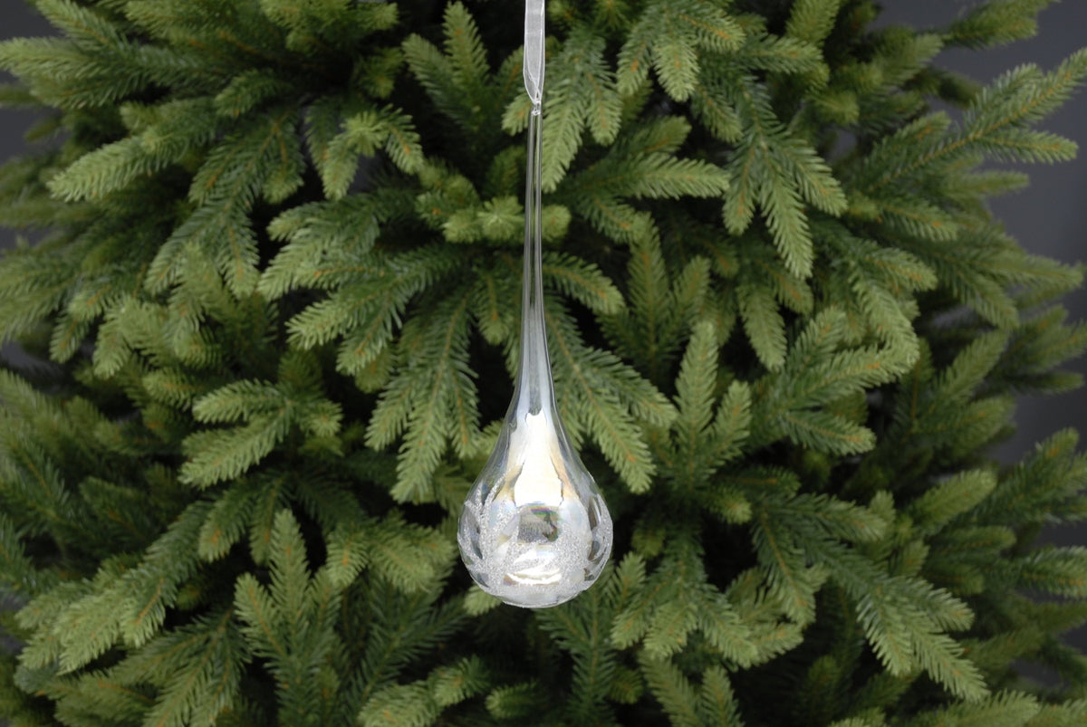 Glass Iridescent Teardrop Bauble - 20cm