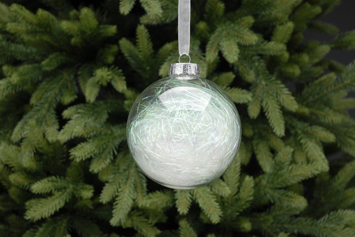 Clear Filled Iridescent Shred Ball Bauble