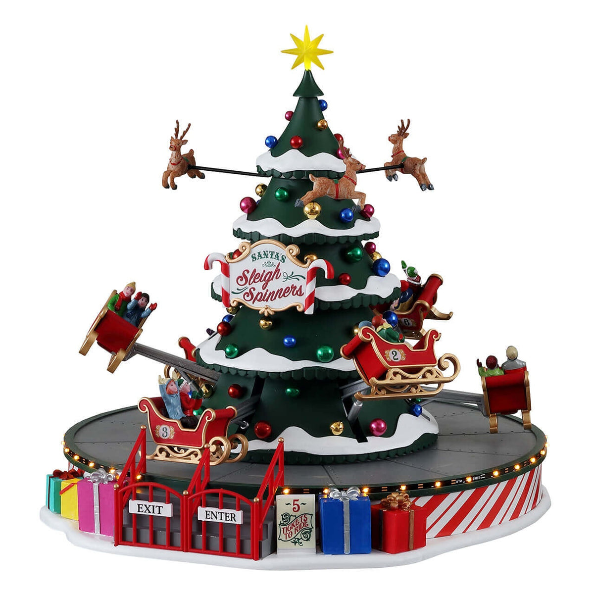 Lemax Santa's Sleigh Spinners Ride- with Lights, Sound & Motion