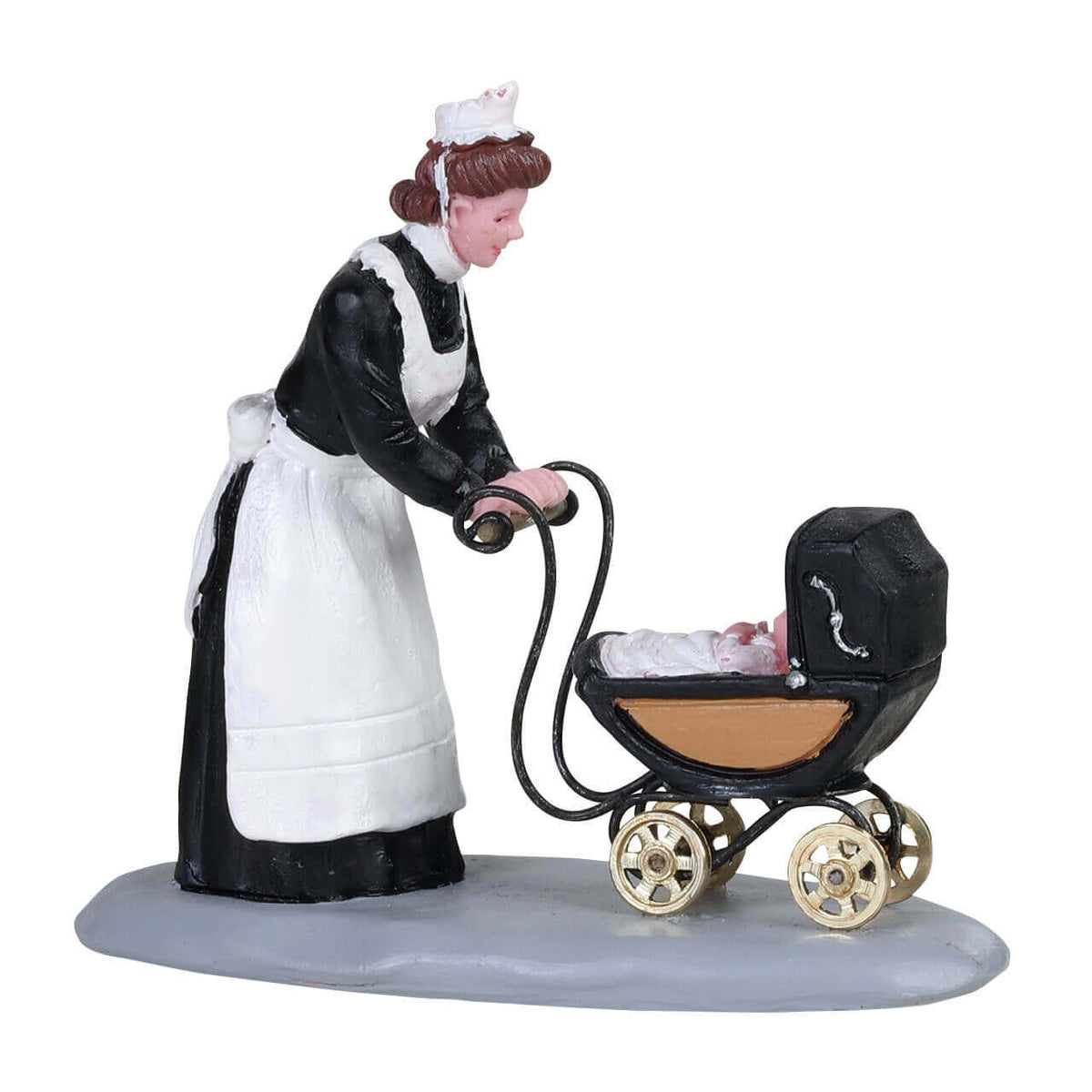 Lemax Nanny- with Baby in a Pram
