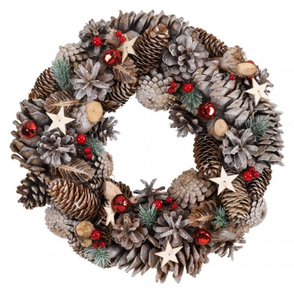 FrostStar Artificial Decorated Christmas Wreath - 30cm