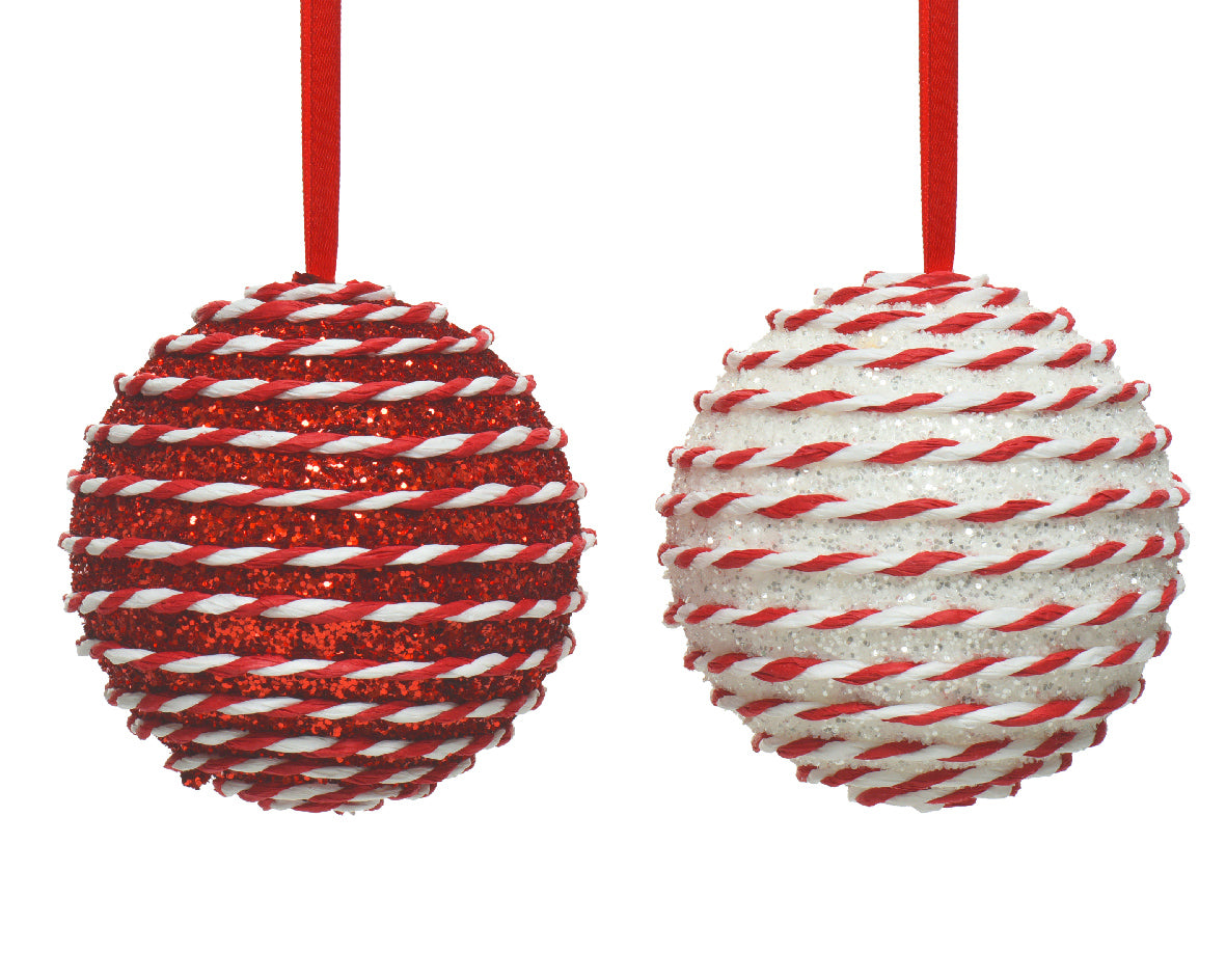 Large Glittery Red & White Foam Candy Cane Christmas Bauble