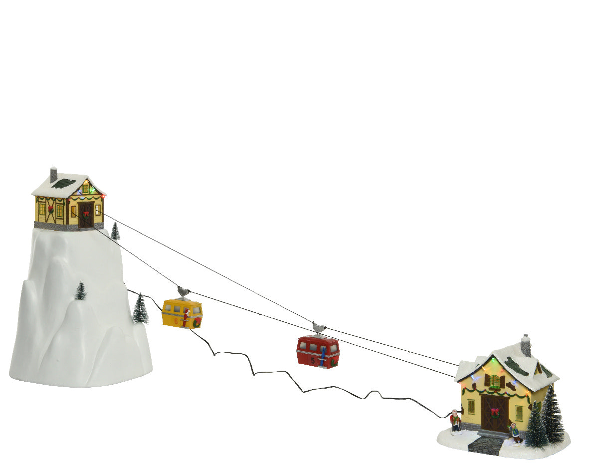 Christmas Village Light-Up Animated Cable Car Lift