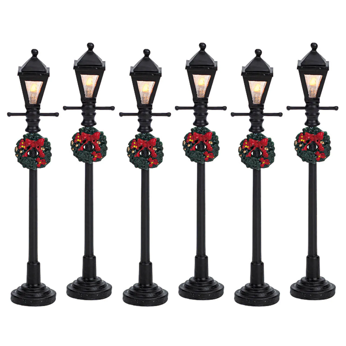 Lemax LED Light Up Gas Lantern Street Lamp - Set of 6