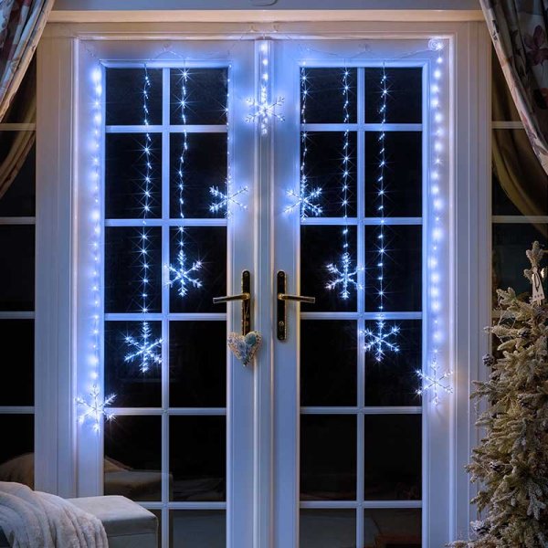 Three Kings Snowflake Curtain String Lights - 320 LEDs